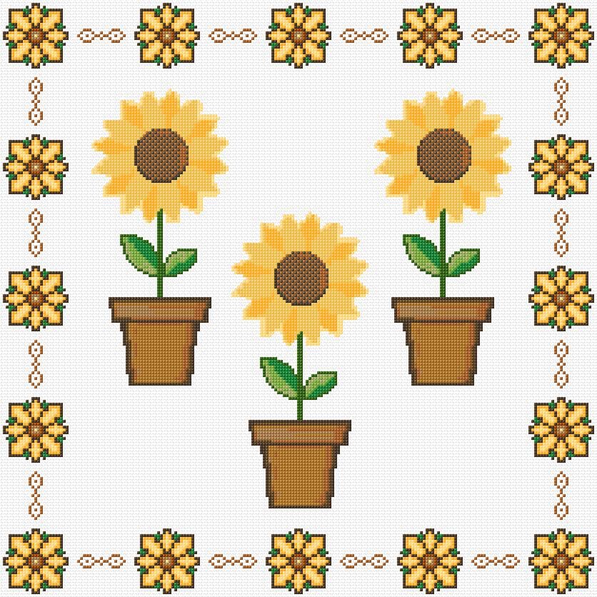 Sunflowers free cross-stitch pattern