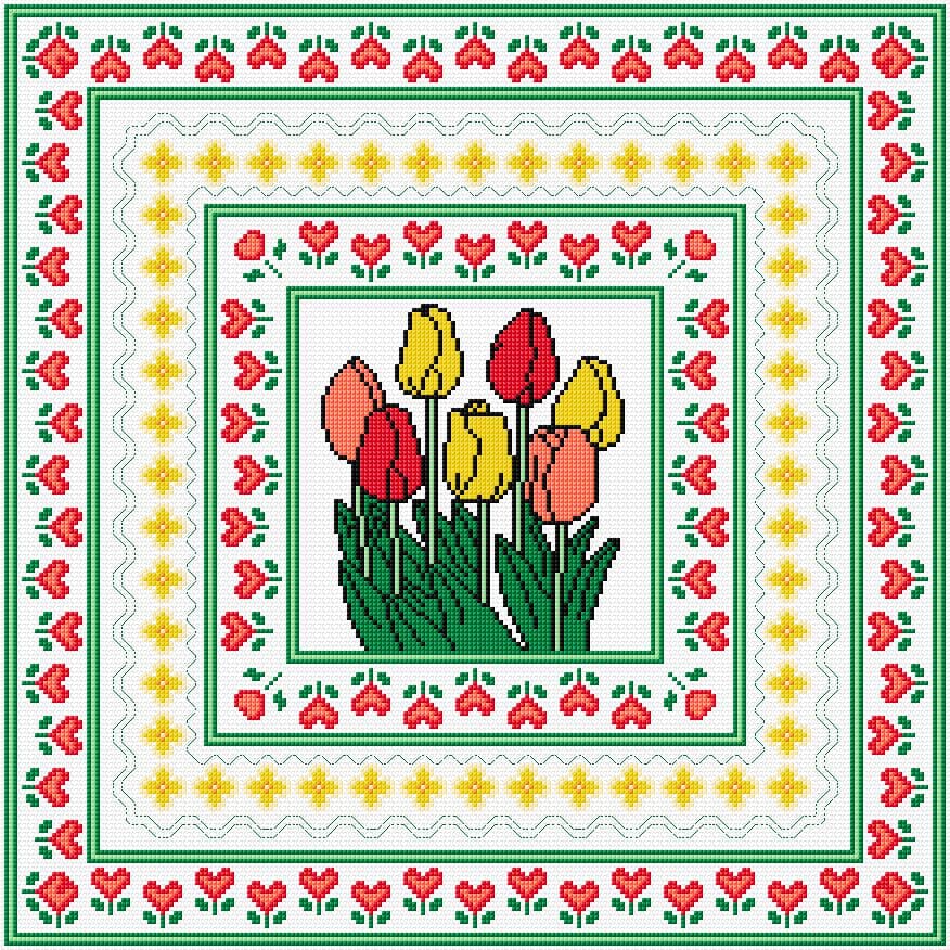 Tulips free cross-stitch pattern