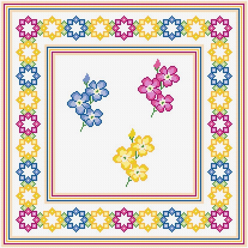 Flowers free cross-stitch pattern