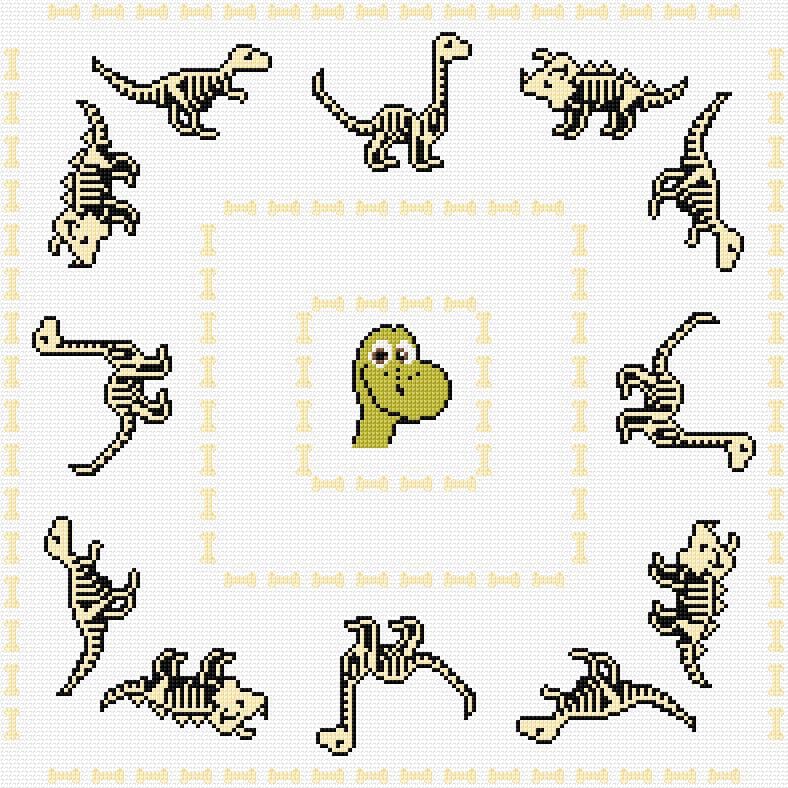 Dinosaur free cross-stitch pattern
