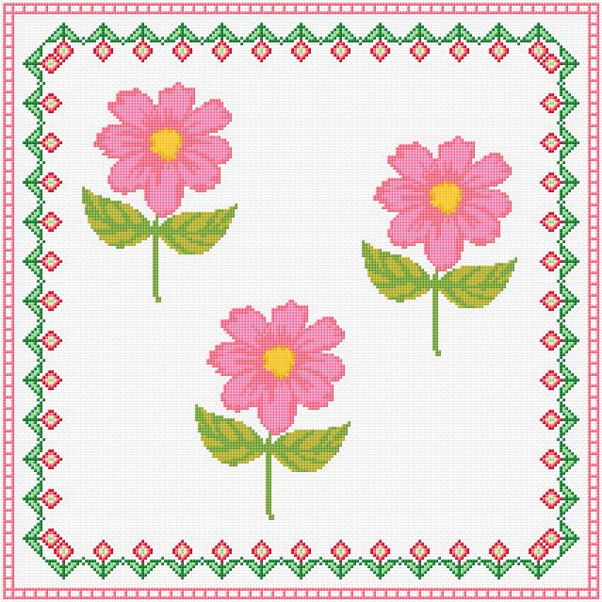 Flowers free cross-stitch pattern