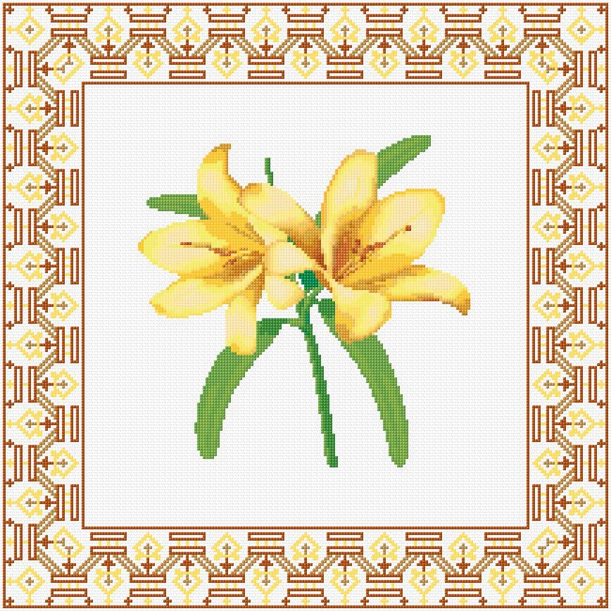 Yellow Lily free cross-stitch pattern
