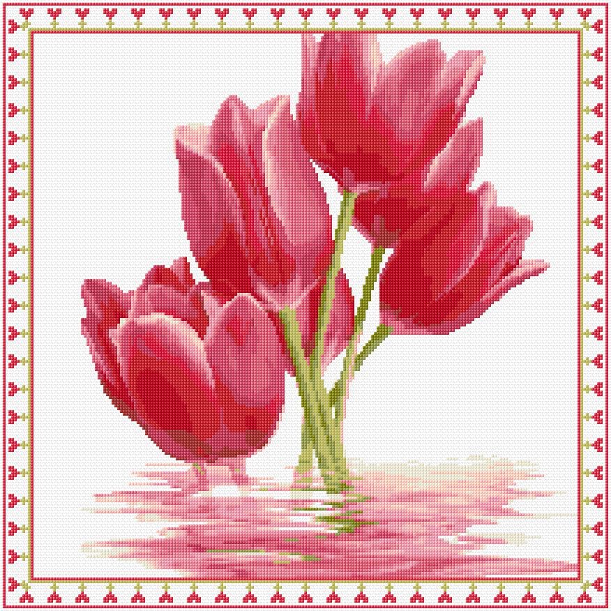 Tulips free cross-stitch pattern