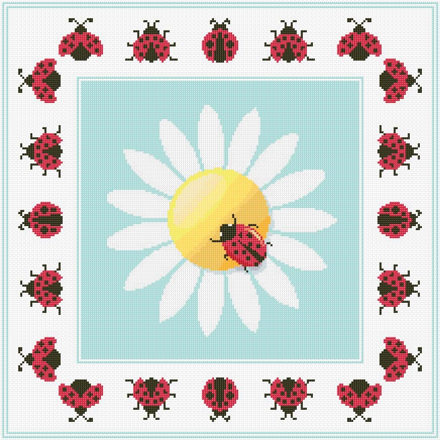 Ladybirds free cross-stitch pattern