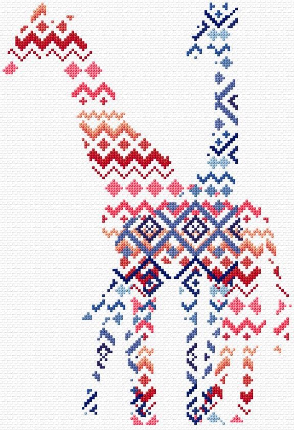 Giraffes free cross-stitch pattern