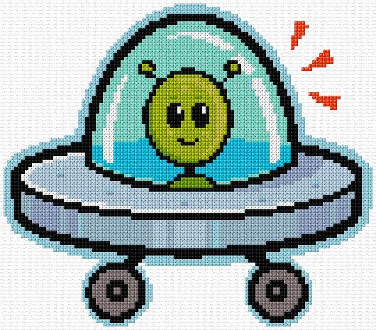 Spaceship free cross-stitch pattern