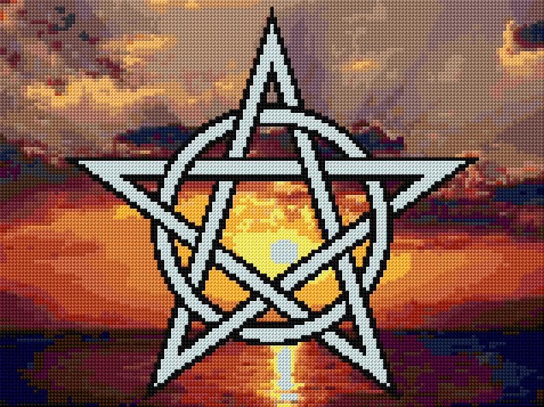 Pentagram free cross-stitch pattern