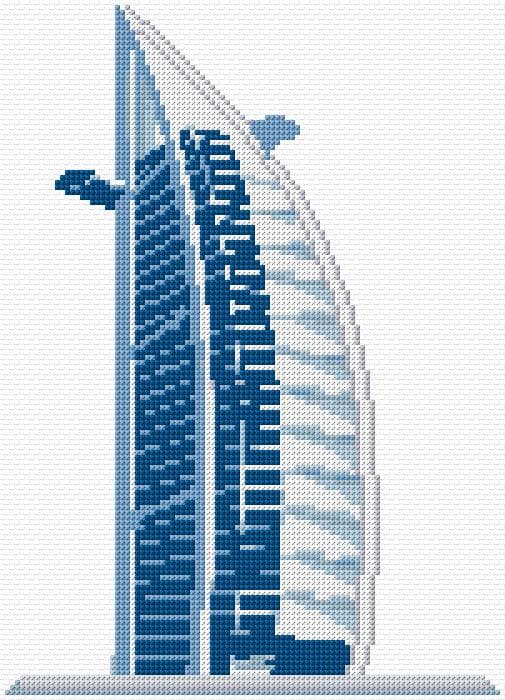 Burj Al Arab free cross-stitch pattern