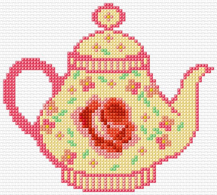 Teapot free cross-stitch pattern