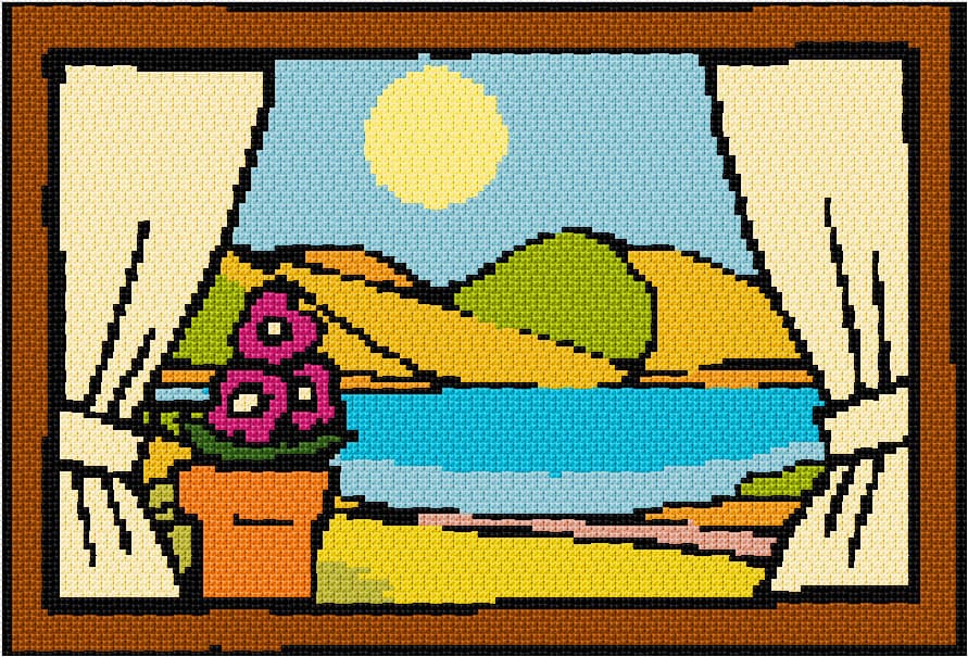Window free cross-stitch pattern