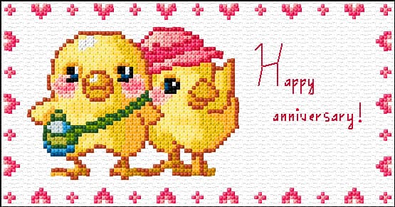 Happy Anniversary free cross-stitch pattern
