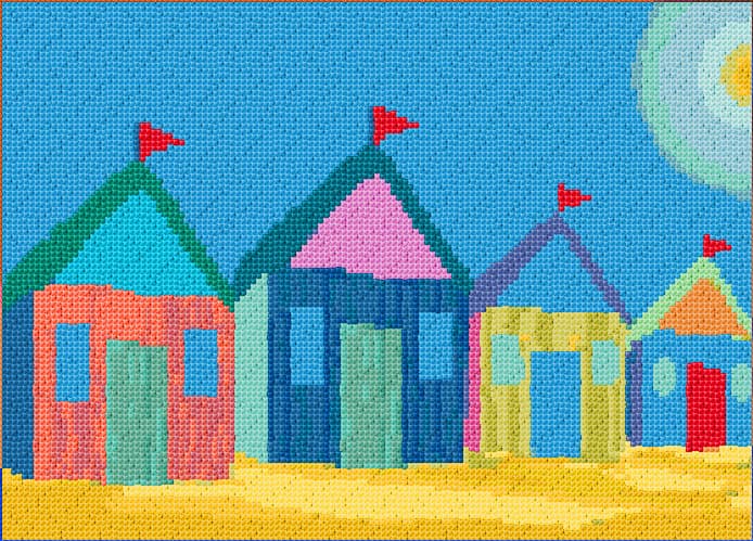 Beach Huts free cross-stitch pattern