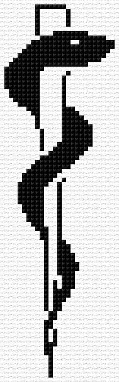 Rod of Asclepius free cross-stitch pattern