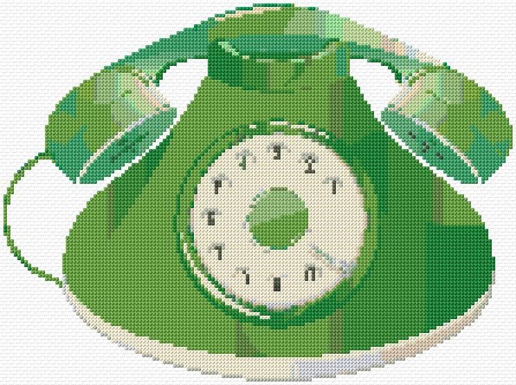 Green Phone free cross-stitch pattern