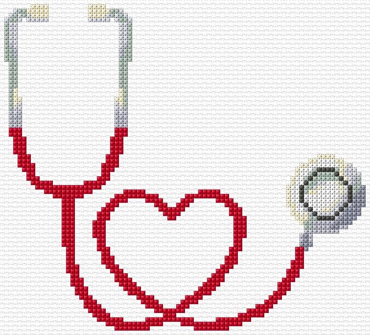 Stethoscope free cross-stitch pattern