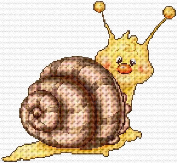 Snail free cross-stitch pattern