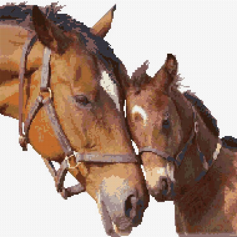 Horse with Foal free cross-stitch pattern