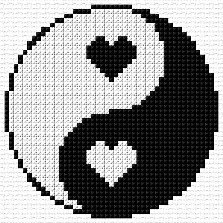 Yin Yang free cross-stitch pattern