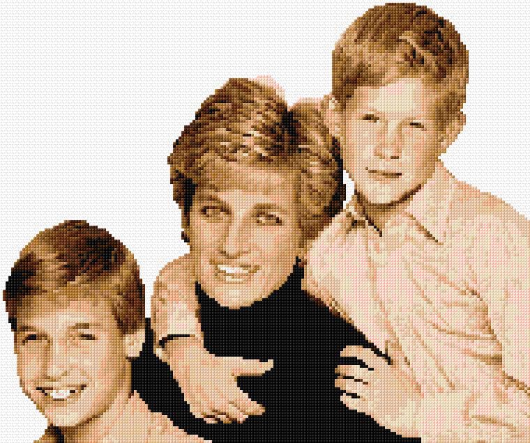 Diana, William and Harry free cross-stitch pattern