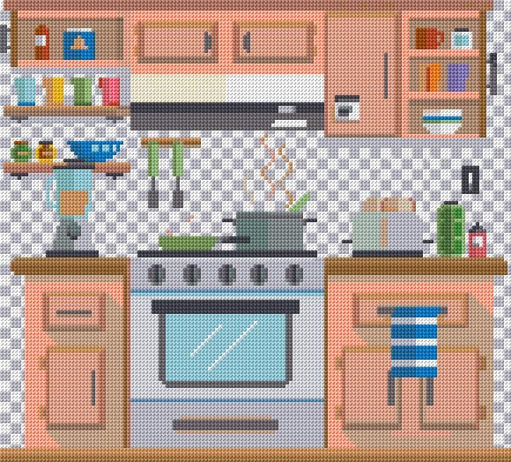 Kitchen free cross-stitch pattern