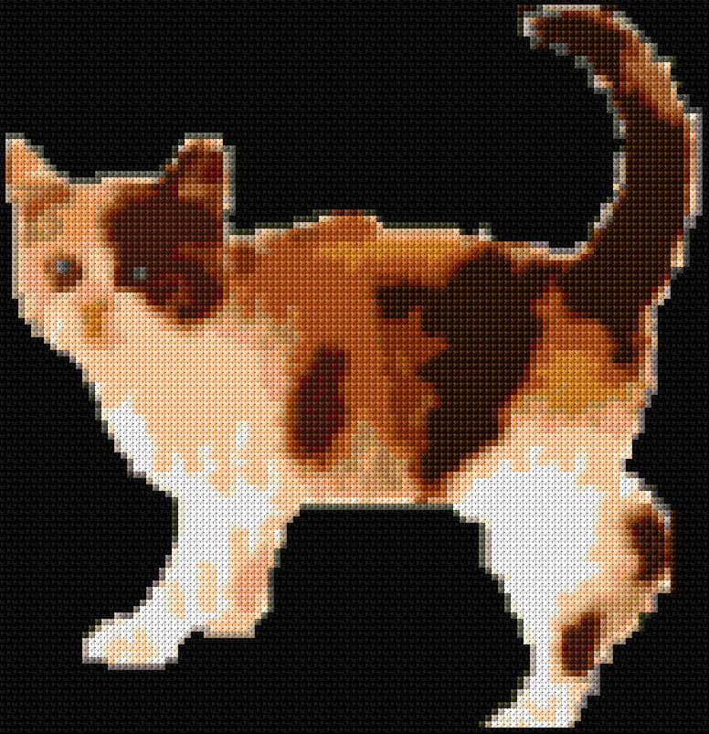 Red - White Cat free cross-stitch pattern