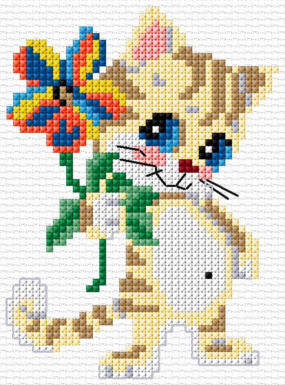 Kitten free cross-stitch pattern