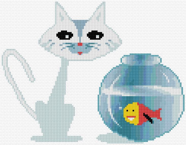 Cat free cross-stitch pattern