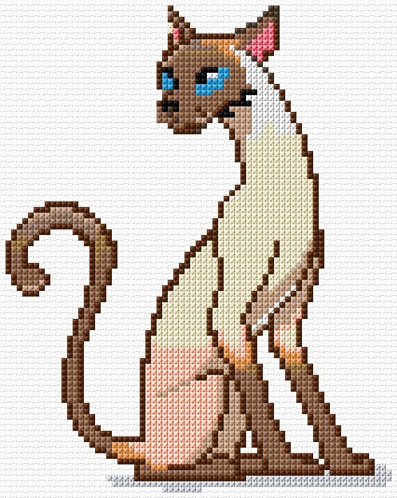Siamese Cat free cross-stitch pattern