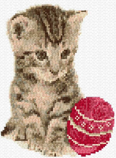 Kitten with Easter Egg free cross-stitch pattern