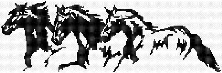 Three Horses free cross-stitch pattern