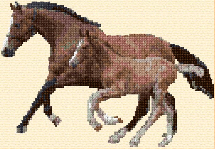 Horse with Foal free cross-stitch pattern
