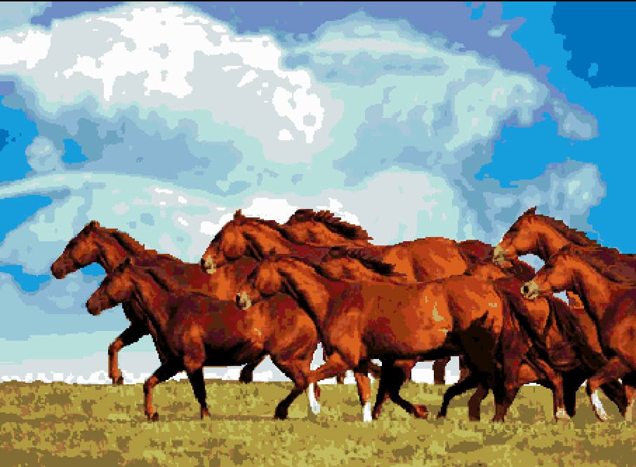 Herd of Horses free cross-stitch pattern