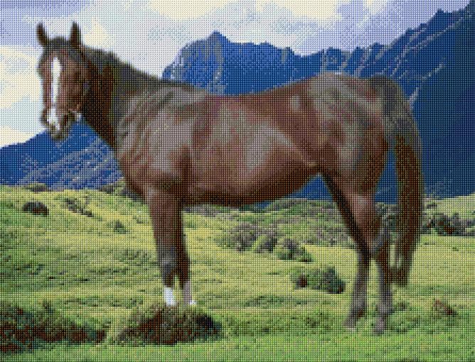 Horse in the Mountains free cross-stitch pattern
