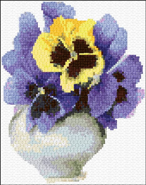 Pansies free cross-stitch pattern