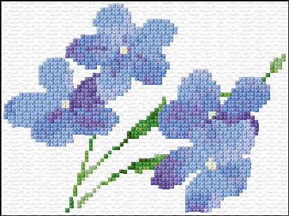 Blue Flowers free cross-stitch pattern