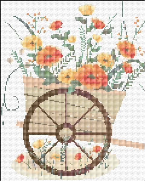 Wheelbarrow free cross-stitch pattern
