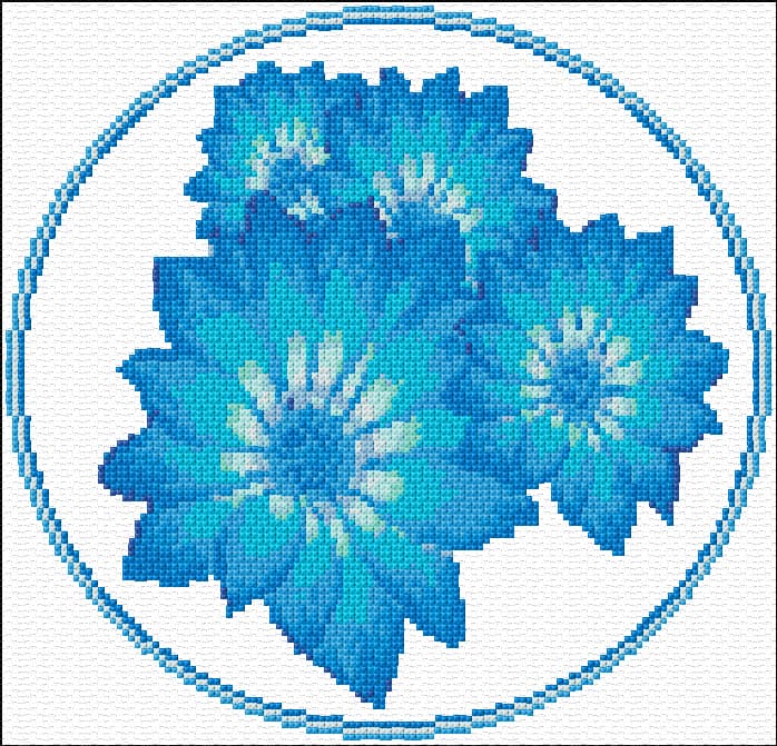 Delft Flowers free cross-stitch pattern