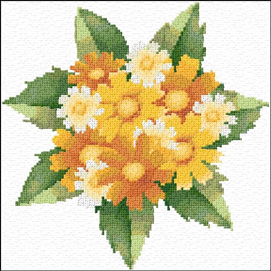 Yellow Flowers free cross-stitch pattern