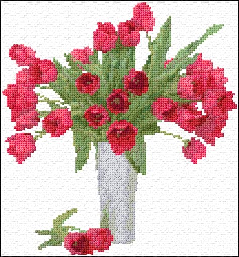 Tulips free cross-stitch pattern