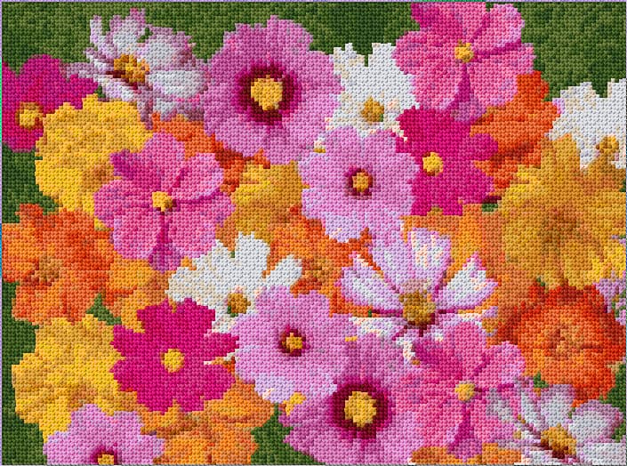 Cosmos Flowers free cross-stitch pattern