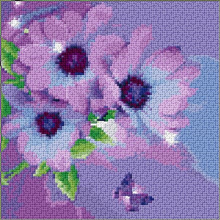 Purple Daisies free cross-stitch pattern