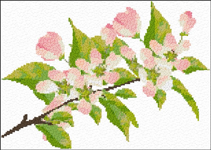 Branch in Bloom free cross-stitch pattern