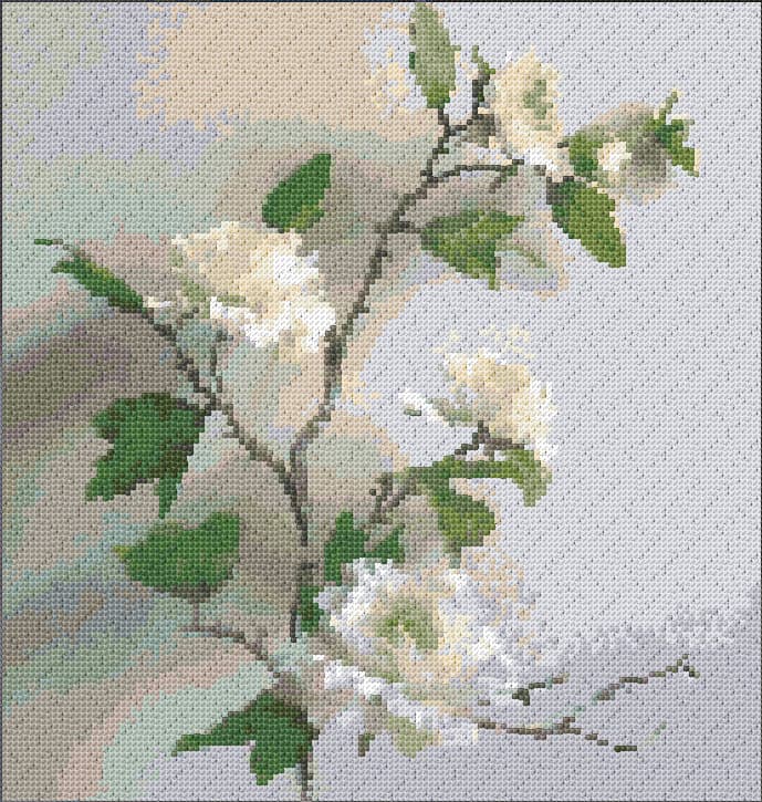 White Flowers free cross-stitch pattern