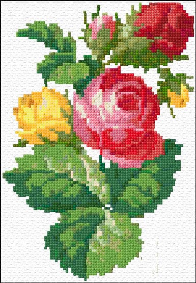 Roses free cross-stitch pattern