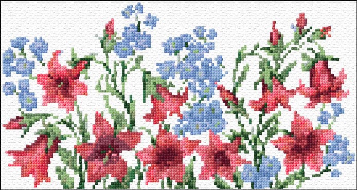 Flowers free cross-stitch pattern