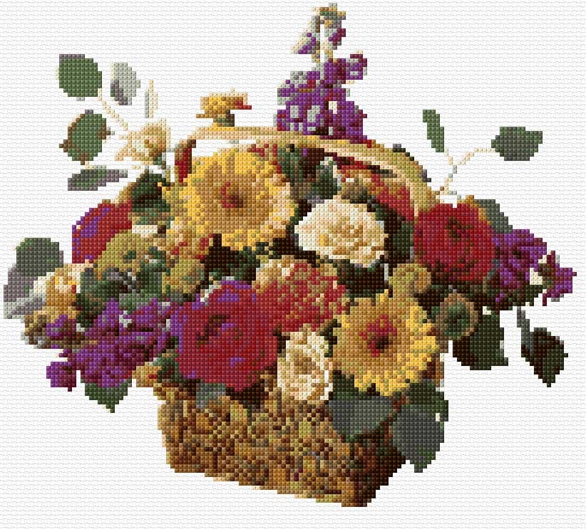 Flowers in the Basket free cross-stitch pattern