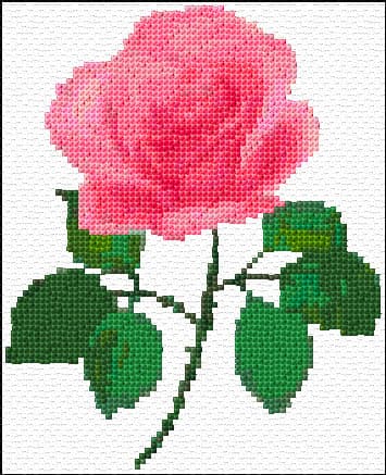Pink Rose free cross-stitch pattern