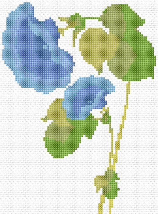 Blue Flowers free cross-stitch pattern