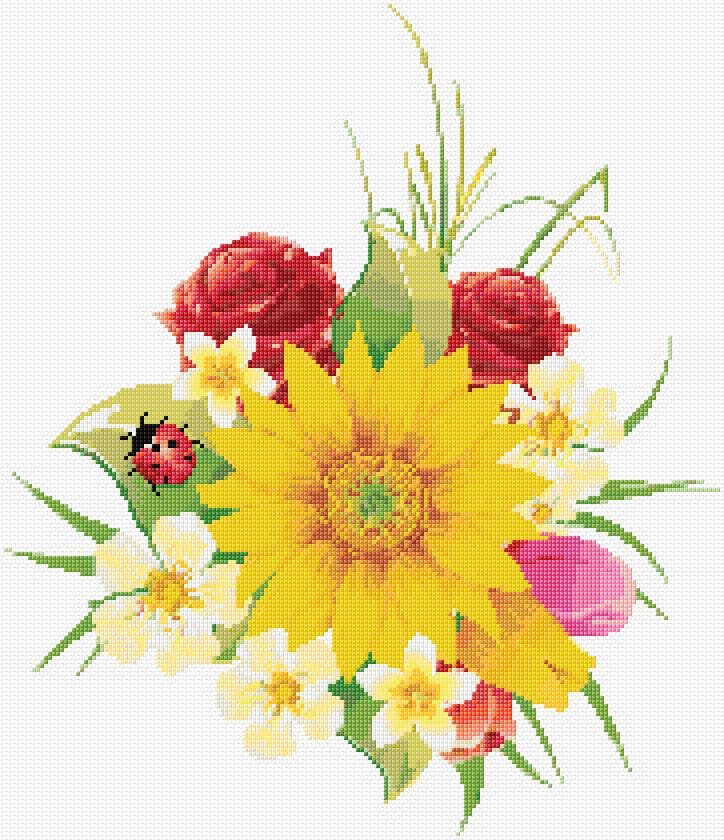 Flowers free cross-stitch pattern