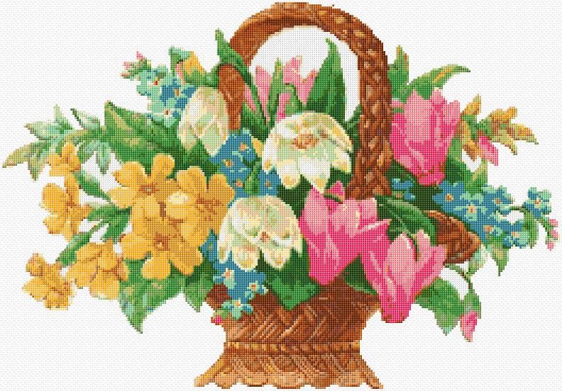 Flower Basket free cross-stitch pattern